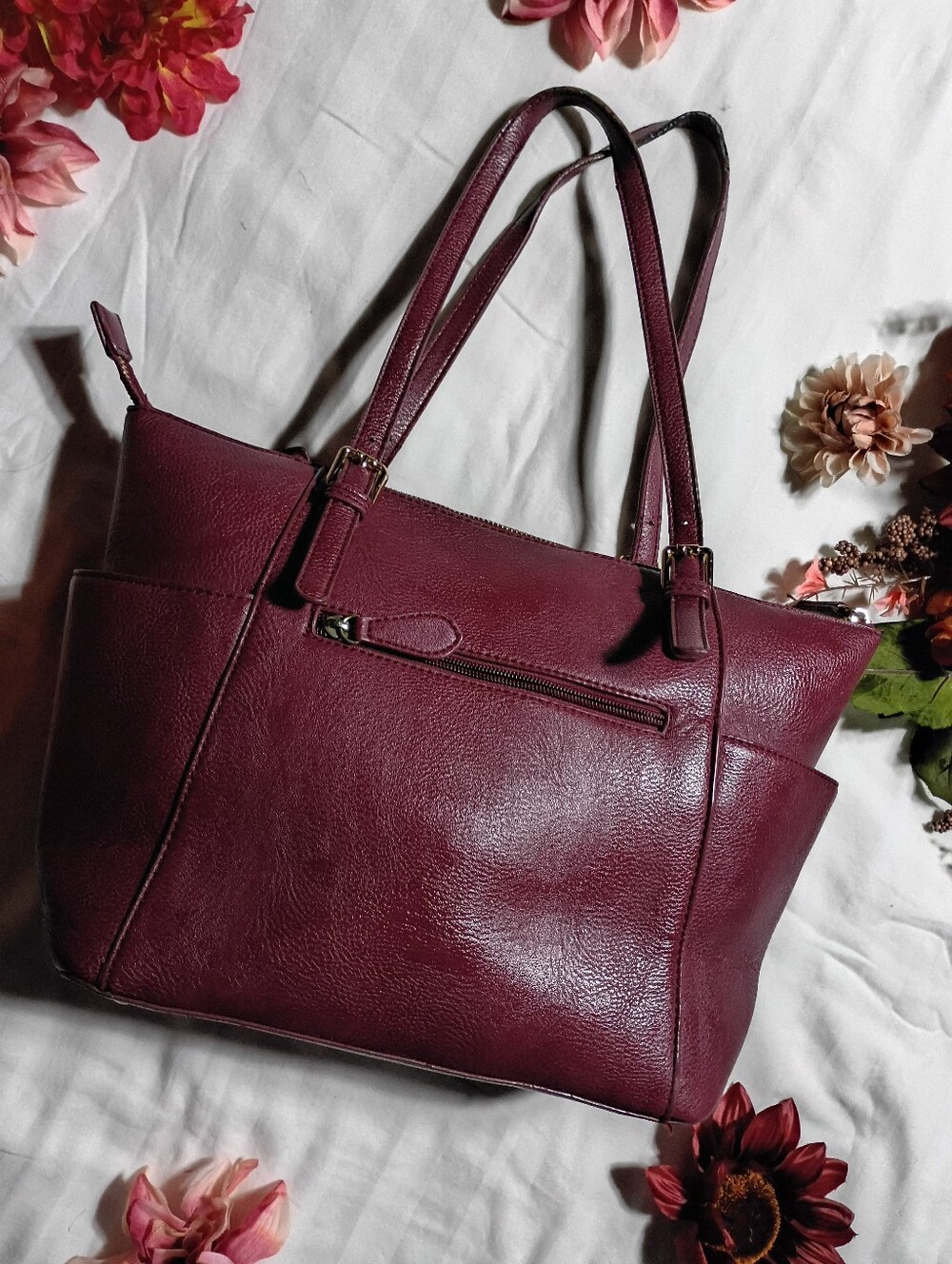 Michael Kors Wine Red Leather Tote - Picture 3 of 7